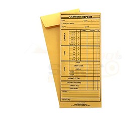 1000 Cashier Depot EZ400 Cashier's Deposit Envelope, 10 Brown Kraft Envelope, 4 1/8" x 9 1/2", Heavy 24 LB, 1000 Envelopes