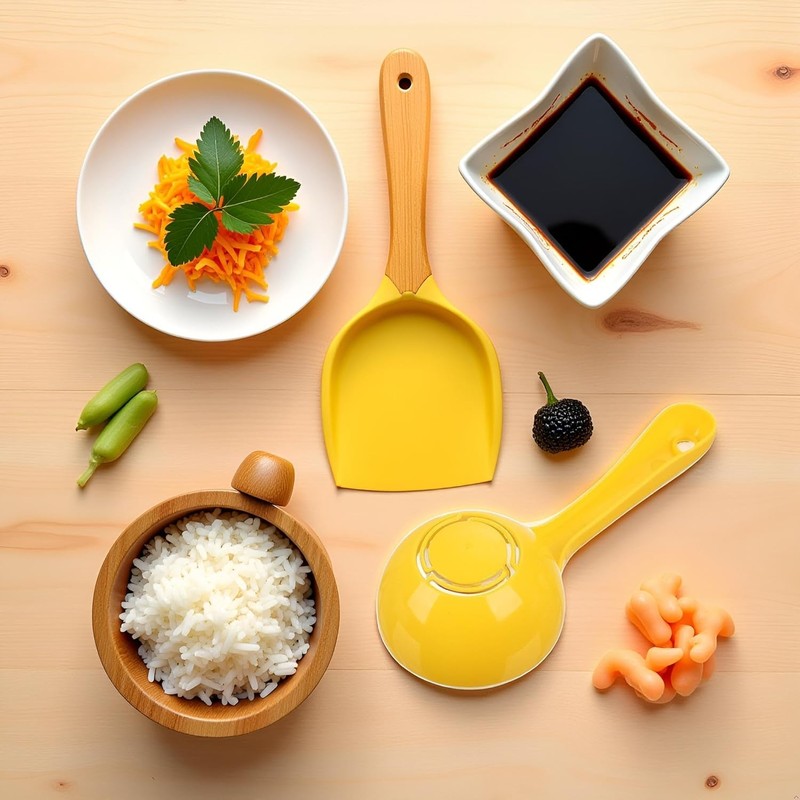 2Pcs Yellow Rice Paddle Scoop Mold for Rice Ball Making,Non-Stick
