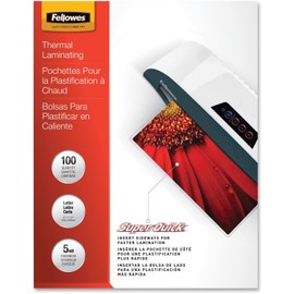 Fellowes 5223001 Laminating Pouches LTR 5Mil 9-Inch x11-1/2-Inch 50Shts/PK CL