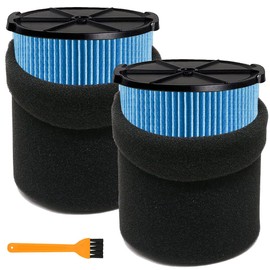 2 Pack Vf5000 Filter for Ridgid Shop Vac 5-20 Gallon and Also Fit for Husky Vacuum 6-9 Gallon with 2 Pack Foam Sleeve