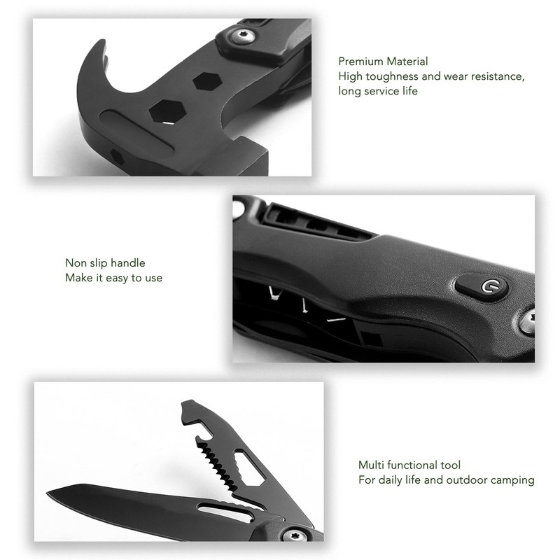Multifunctional Hammer Foldable Small Portable Multitool Hammer with LED Light