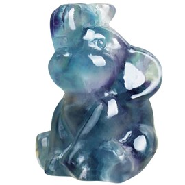 Hand Carved Rainbow Fluorite Gemstone Elephant Figurine Feng Shui Gift for Love Harmony desk accessories Gifts for women Adorable Elephant Sculpture for Wealth Unique Spiritual Decor Home Decor