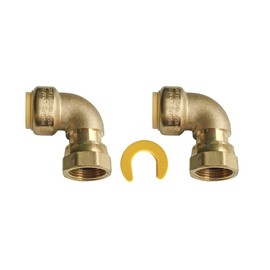 HQMPC Push Elbow Coupling with Union 3/4"X3/4" 2Pcs Push-to-Connect Plumbing Fittings Brass Pipe Connector Fittings for Copper PEX CPVC