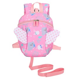 ZhiheHui Toddler Backpack With Reins, Cartoon Anti Loss Strap Backpack, Kids Backpack - Adjustable Shoulder Straps For Girls, Babies and Children (1-4years, Pink)