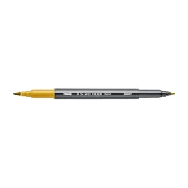 STAEDTLER Watercolour Design Journey 3001-16 Double Fibre Tip with Fine Tip and Flexible Brush Tip, Water-Soluable, 10 Goldocker Felt Tip Pens