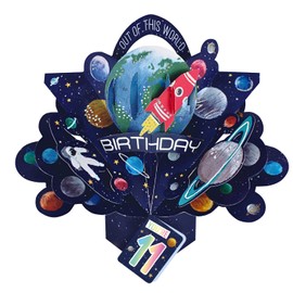 You're 11 Space Rocket 11th Birthday Pop Up Greeting Card 3D Pop-Up Cards POP206MC11