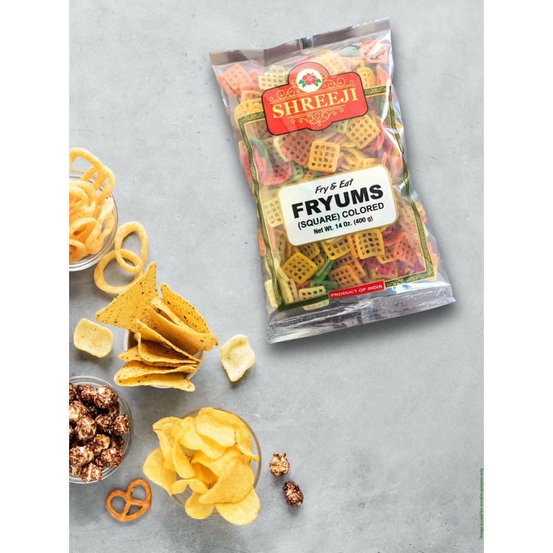 Shreeji Squared Fryums 400g (14 Oz) *Fry & Eat*