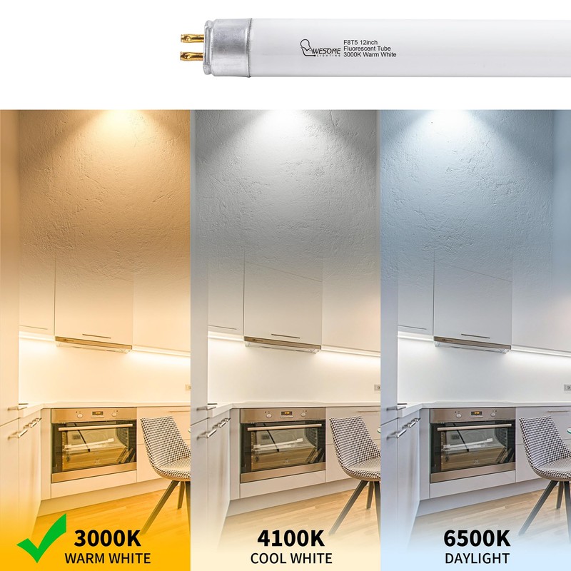 Wesome Lighting 8 Pack 12 Inch F8T5/WW Fluorescent Light Bulb,