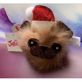 JUSTICE PUG ORNAMENT POM POM HOLIDAY SPARKLE FUN SUPER CUTE!!