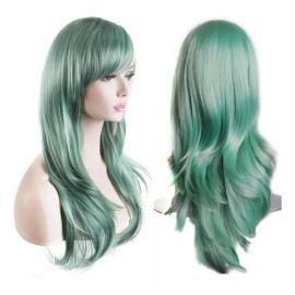 generic Peluca De Pelo Rizado Largo Para Mujer, 70 Cm, Color Verde