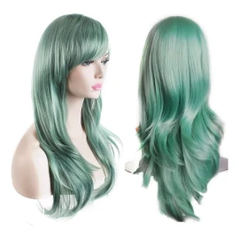 generic Peluca De Pelo Rizado Largo Para Mujer, 70 Cm, Color Verde