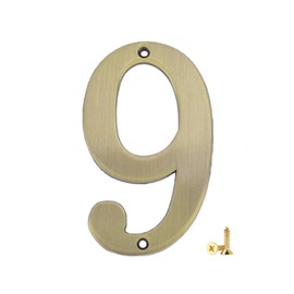 1Pcs 3Inch Metal House Numbers with M2 Screws Solid Zinc Alloy Mailbox Numbers for Outside, 3D Address Numbers for House, Apartment, Office, Hotel Room, Mailbox Signs (Bronze, No.9)