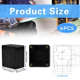 ADERTOS 6 PCS IP65 Waterproof Junction Boxes External Electrical Junction Box Outdoor Cable Connection Junction Box Plastic Project Junction Box Enclosure for Electronics Case Box - 65x58x35mm/Black