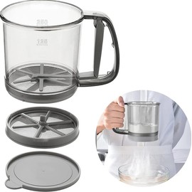 Plastic Flour Sifter, Double flour filter Flour Sifter for Baking, Fine Mesh with Hand Press Design, Portable Manual Sifter for Baking, Powdered Sugar, Flour, Kitchen Cooking Sieve Tools for Cooking