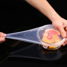 4 Pack 2.6in Reusable Silicone Stretch Lids, Silicone Bowl Covers for Food Storage, Universal Stretchable Lids for Containers Produce, Elastic Expandable Seal Cover, Microwave Freezer Safe