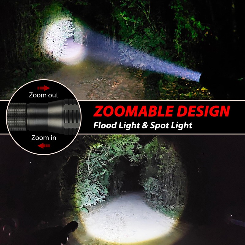 LED Flashlight Water Resistant Military Grade 2000 Lumens 3 Modes