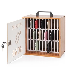 Echaprey Cell Phone Holder Classroom Pocket Chart Wooden Cell Phone Storage Cabinet with Lock 33 Slots Desktop Cell Phone Holder for Classroom Office (33 Slots)