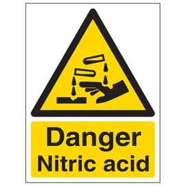 V Safety Danger Nitric Acid - Portrait 200 x 300 mm - Glow In The Dark 1mm Rigid Plastic Safety Sign