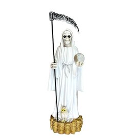 Moviebros Santa Muerte/Holy Death Grim Reaper Skull Home Decor Statue 20' Inch Tall (White Color)
