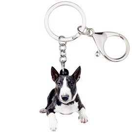 DUOWEI American Pit Bull Terrier Dog Keychain Acrylic Puppy Pet Keyring Bag Decoration for Women Girl Charm Gift (Black)