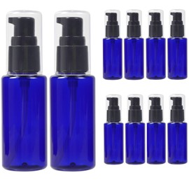 Frcolor Small Divided Bottle, Refillable, Travel Bottle, Pump Bottle, Empty Container, For Milky Lotion, Shampoo, Travel, Business Trips, Portable, 10 Pack (30 ml), Set of 10 (Blue)