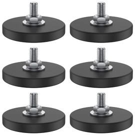 Syhnkzj 6Pcs Black Round Neodymium Mounting Stud Magnet Base with M6 Thread, Strong Magnet for Lighting Bar, Camera, Cabinet, Refrigerator