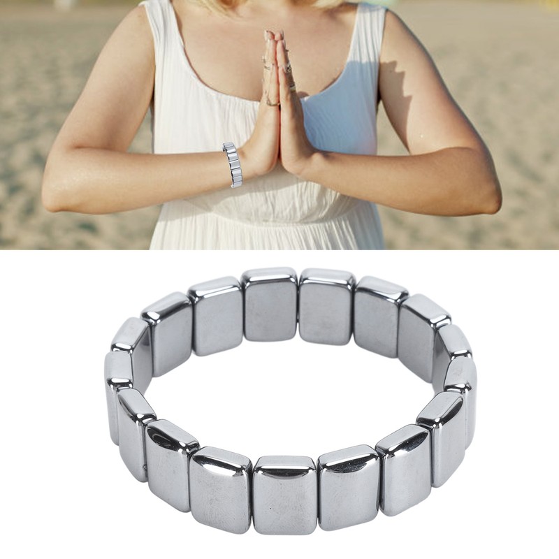 Terahertz Rectangle Bead Bracelet Energy Stone Fashion Unisex Terahertz Elastic