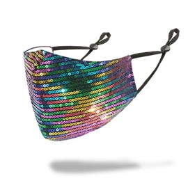 Yheakne Sequin Bling Anti-Dust Mouth Guard with Adjustable Ear Loops Neck Strap Clip for Women Glittery Decorative Fabric Cover Washable Reusable (Multicolor)