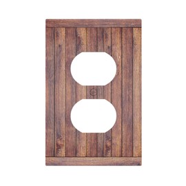 CZRPKEN Decorative Outlet Covers with Wood Texture Rustic Vertical Planks Brown Design 1 Gang Duplex Light Switch Cover Plate Unique Wall Plates Switchplate Cover Vintage Aesthetic Kitchen/Bedroom