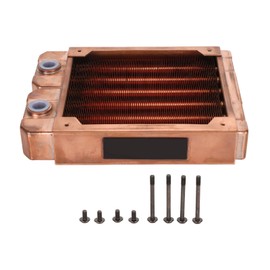 Water Cooling Radiator Red Copper 7mm Round Pipe G1/4 Thread Liquid Heat Exchanger for Computer