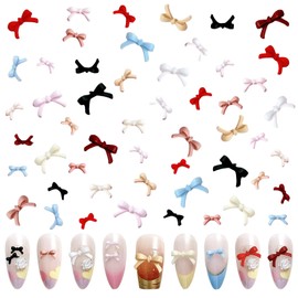 Nail Parts, Ribbon, Approx. 300 pcs, 0.3 inch (6 mm), 0.3 inch (8 mm), 0.4 inch (10 mm), Ribbon, Stone, 3D, Cute, Small, Large, Bowknots, Nail Art, Parts, Decorative Parts, Handicrafts, Resin, Sealed