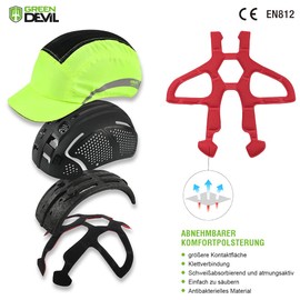 GREEN DEVIL Airlite Series Bump Cap Safety Hat Super Lightweight Breathable Baseball Cap Style Safety Cap Head Protection Cap with ABS Hard Shell Anti-Shock
