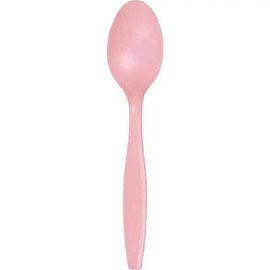 Creative Converting Touch of Color Premium 24 Count Plastic Spoons, Classic Pink