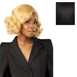Sensationnel Chicbob Lace Frontwig - Bob Unit 5 Face Framing Glueless Wig Wide 5 Inch Deep Part Synthetic Preplucked Hairline (1B OFFBLACK)