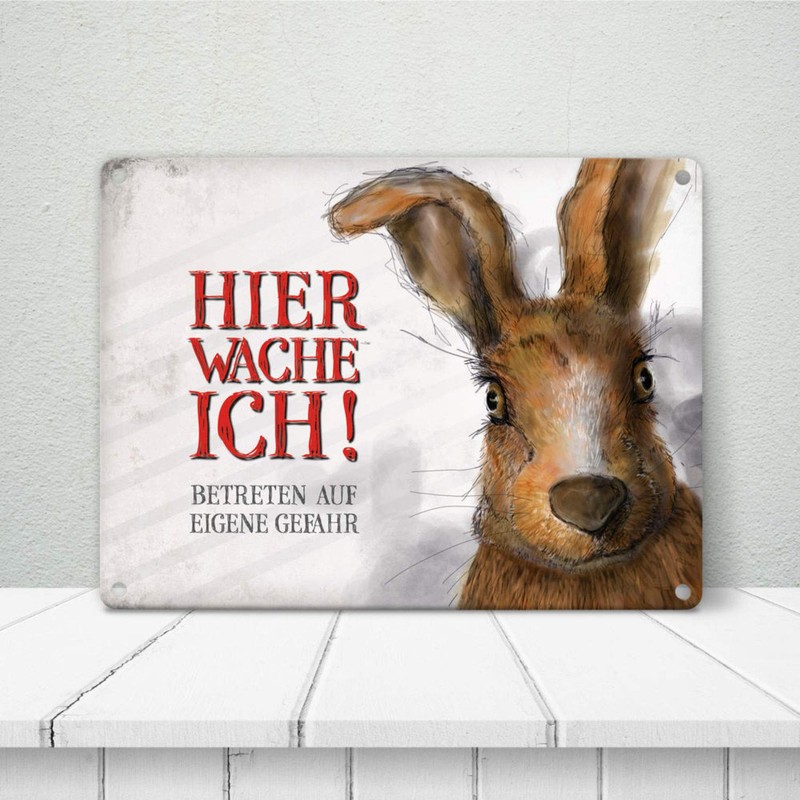 trendaffe - Hier wache ich! Rabbit Tin Sign 15 x