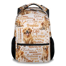 Mercuryelf Kids Backpack - Golden Retriever Kid Backpack for School, Travel - Cute Dog Bookbag for Boys Girls - 17 Inch School Bag for Primary Middle