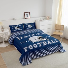 Feelyou Rugby Helmet Bedding Set for Kids Boys Girls Twin Size Ball Game Comforter Set Ultra Soft City Themed Comforter Gift for Football Lover Duvet Quilt Bedroom Decor Sport Themed Quilt