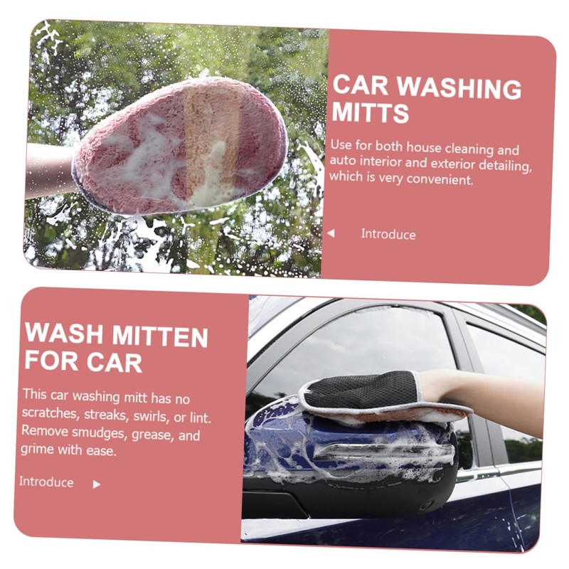 LIFKOME Reusable Car Wash Mitts Machine Washable Compact Design for