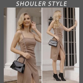 Milisente Clutch Bags For Women Elegant Wedding Evening Handbags Faux Patent Leather Clutches With Top Handle(Black)