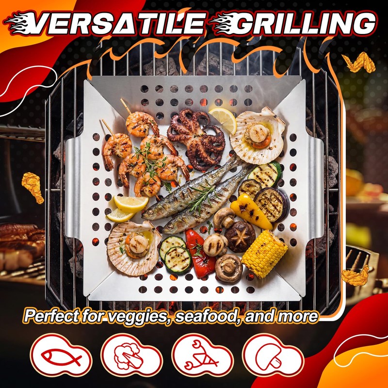Mifoci 4 Pcs Grill Baskets for Outdoor Grill 14.17'' 9.65''
