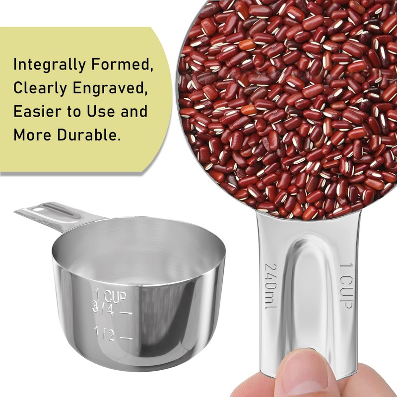 BERYLER 1PCS 1Cup (240ml, 8oz) Single Measuring Cup, Stainless Steel