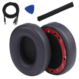 Stonenect Headset Replacement Earpads Ear Cup Cushions Earmuff Protein Leather Ear Cover Compatible with Beats Studio 2 and 3 Wired & Wireless Headphones Original Match Grey+Charging Cable (Grey)