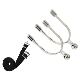 MORECP Horse Spur Western Stainless Steel Spurs, Paired with PP Woven Tape Belt, Suitable for Western Cowboy and equestrians-MP1229-04