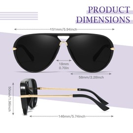 SIPHEW Tangle Free Aviator Sunglasses for Women With Double Bridge Vintage Oversized Sun Glasses for Driving