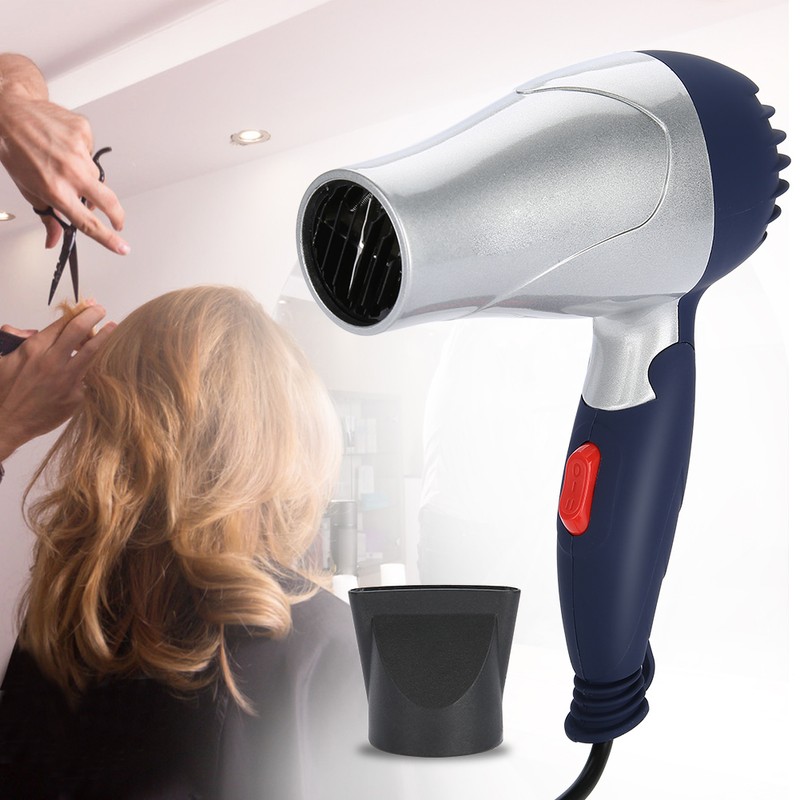 Lightweight Foldable Mini Hair Dryer Portable Adjustable Blow Dryer Silver