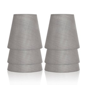 Fuloon Small Lamp Shades Clip on Bulb, Modern European Style Mini Lamp Shades for Chandelier, French Country White Chandelier Lampshades, 3.5x5.1x5.5 in, 6 Pack (Linen Gery)