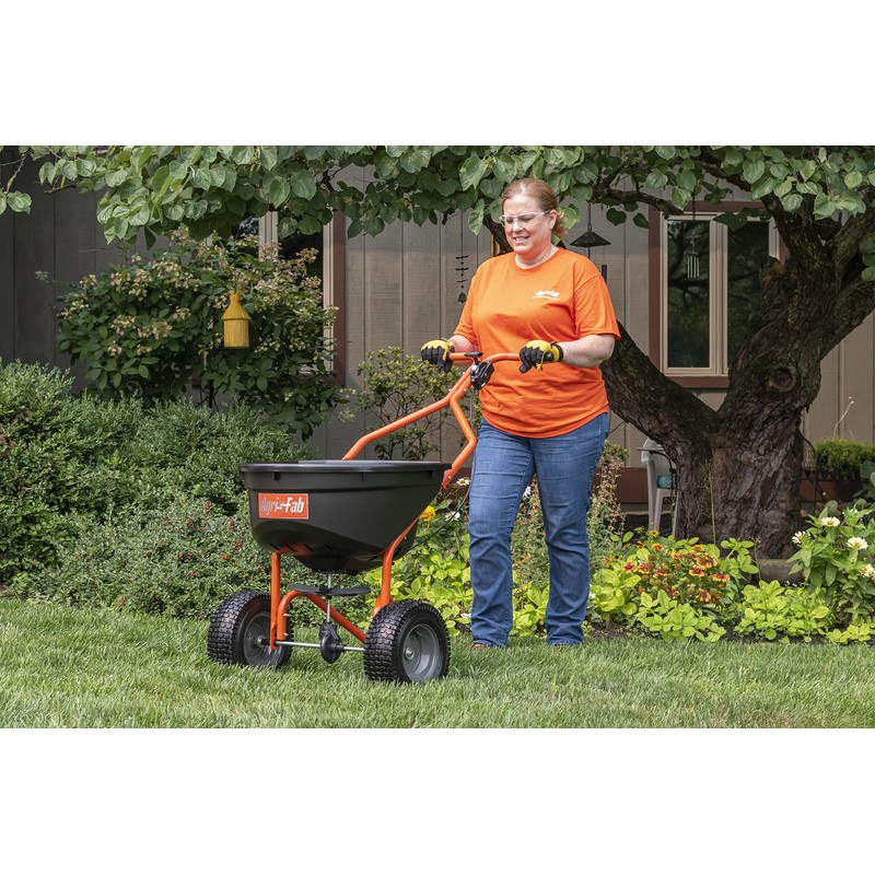 Agri-Fab Broadcast Spreader 45-0576, 110 lb Capacity, Orange/Black