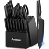 Astercook 21 Pieces Knife Setfor Kitchen with Block erman Stainless Steel Black Knife Block Set