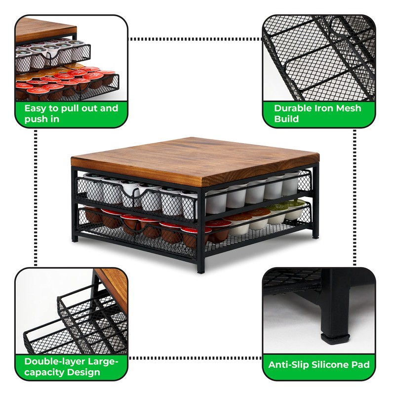 NHZ Coffee Pod Drawer Holder for K cup, 2-Tier Coffee