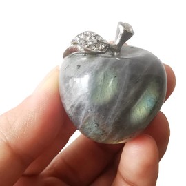 Lovionus89 Natural Moonstone Apple Statue, Healing Crystal Figurine Sculpture Home Ornament Wedding Decoration 3cm